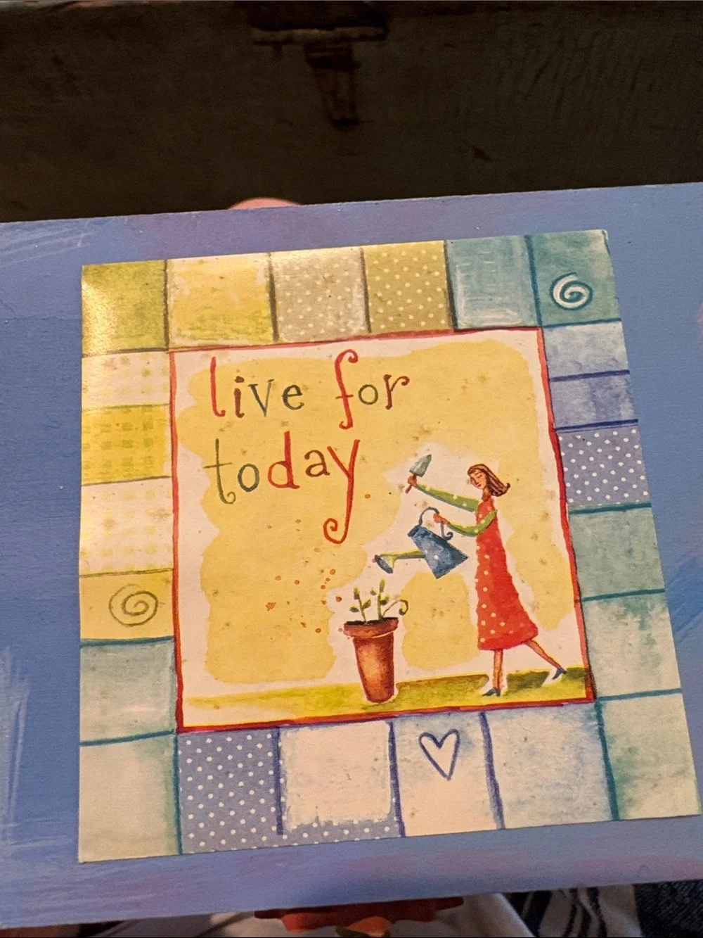 Natural Life Live For Today Hand Painted Wooden Keepsake Jewelry/Trinket Box